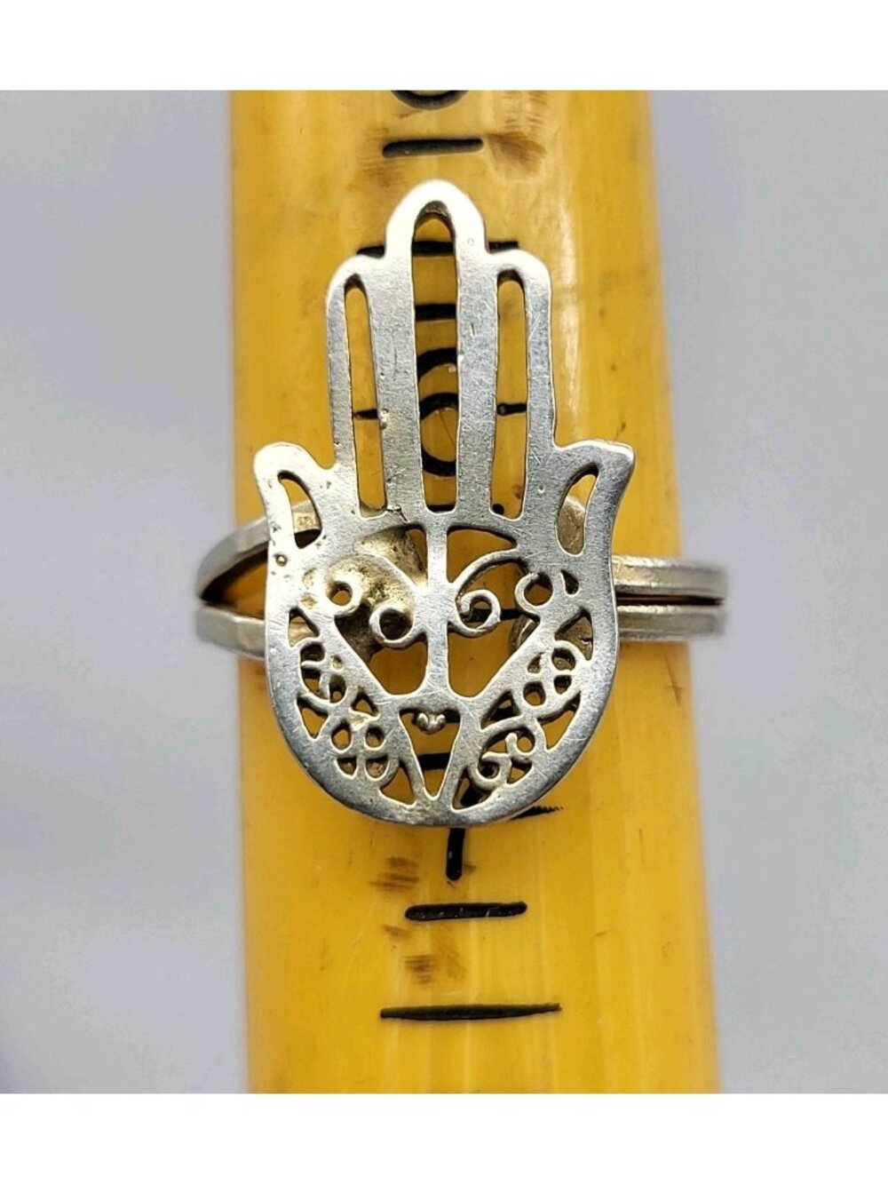 vintage sterling silver ring 925 Hamsa Fatima Hand Ring Adjustable Boho Goddess
